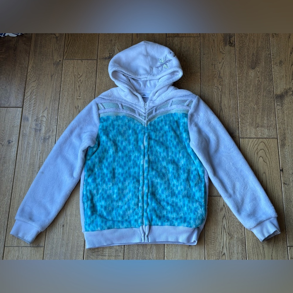 Disney Parks Elsa Fuzzy Hooded Jacket for Girls size Large
